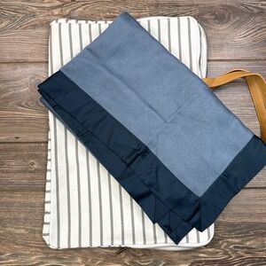Cozy Earth Baby 40"x31" Bamboo Blanket Pacific Blue Navy Striped Tote Bag NWT